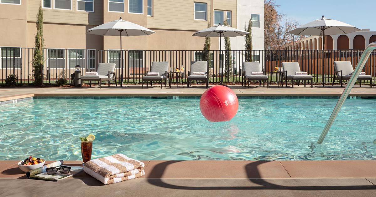 Pool and patio at Avella at Almaden, via Google Maps